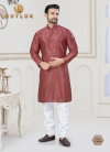 Red Colour Outluk Vol 133 Jequard Silk Digital Printed Mens Kurta Pajama Wholesale In India 133002